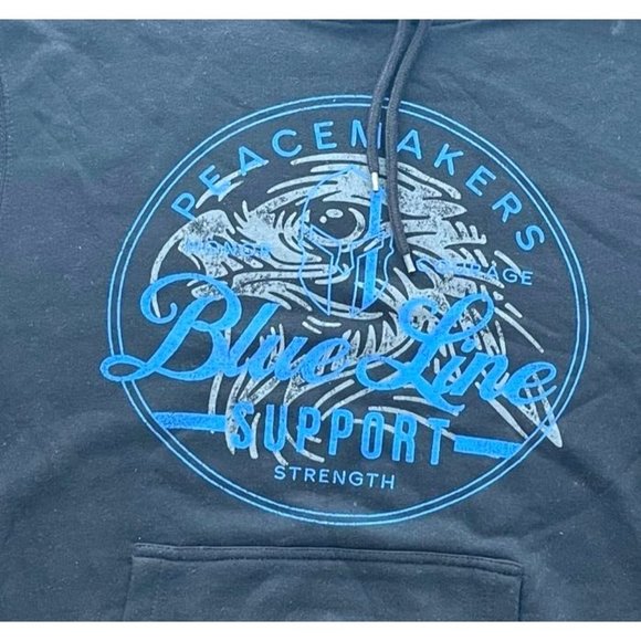 HOWITZER MENS BLUE 'BACK THE BLUE' DISTRESSED GAPHIC HOODIE - NWOT - - Picture 5 of 9